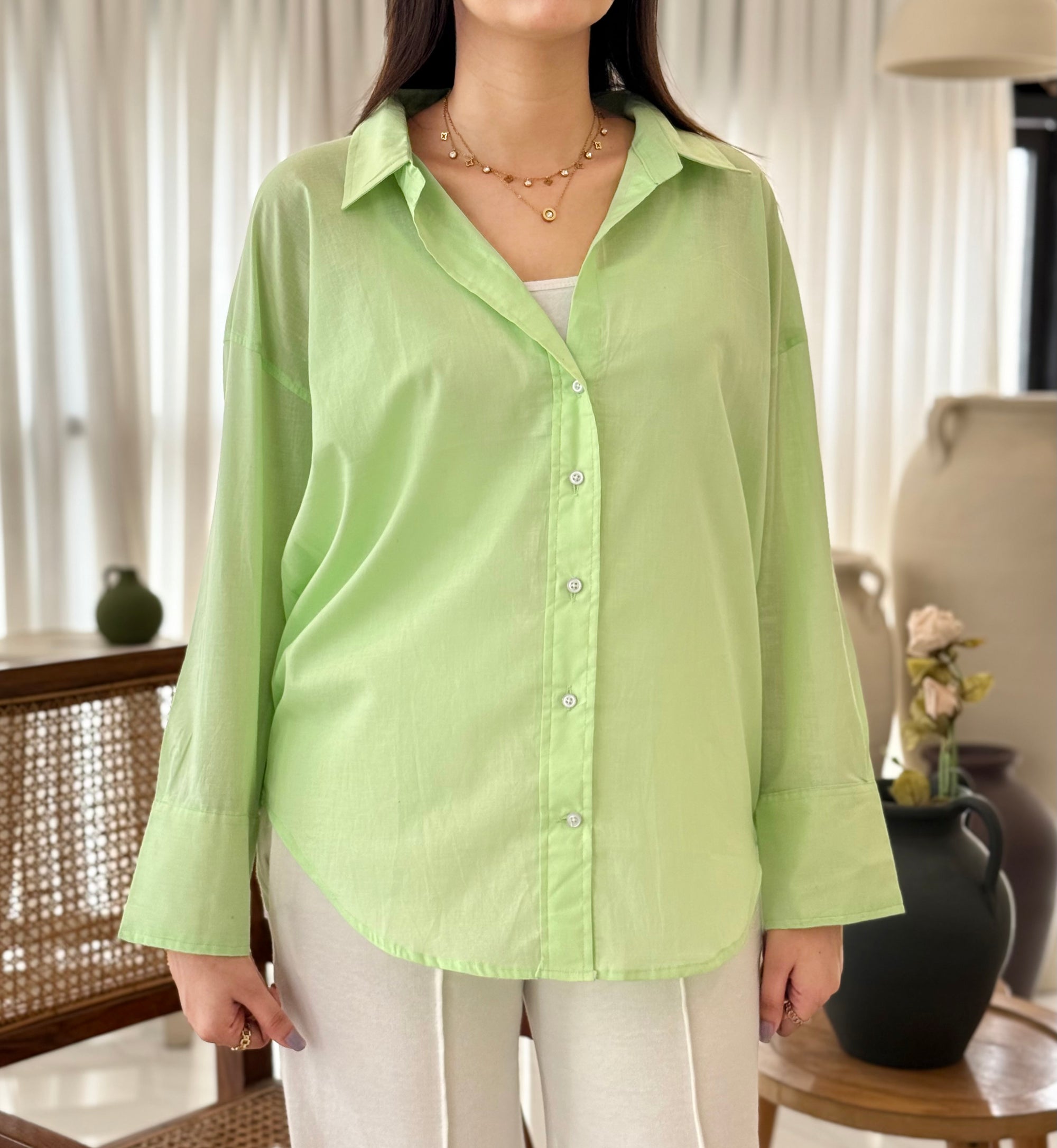 Lime Mist Button-Down