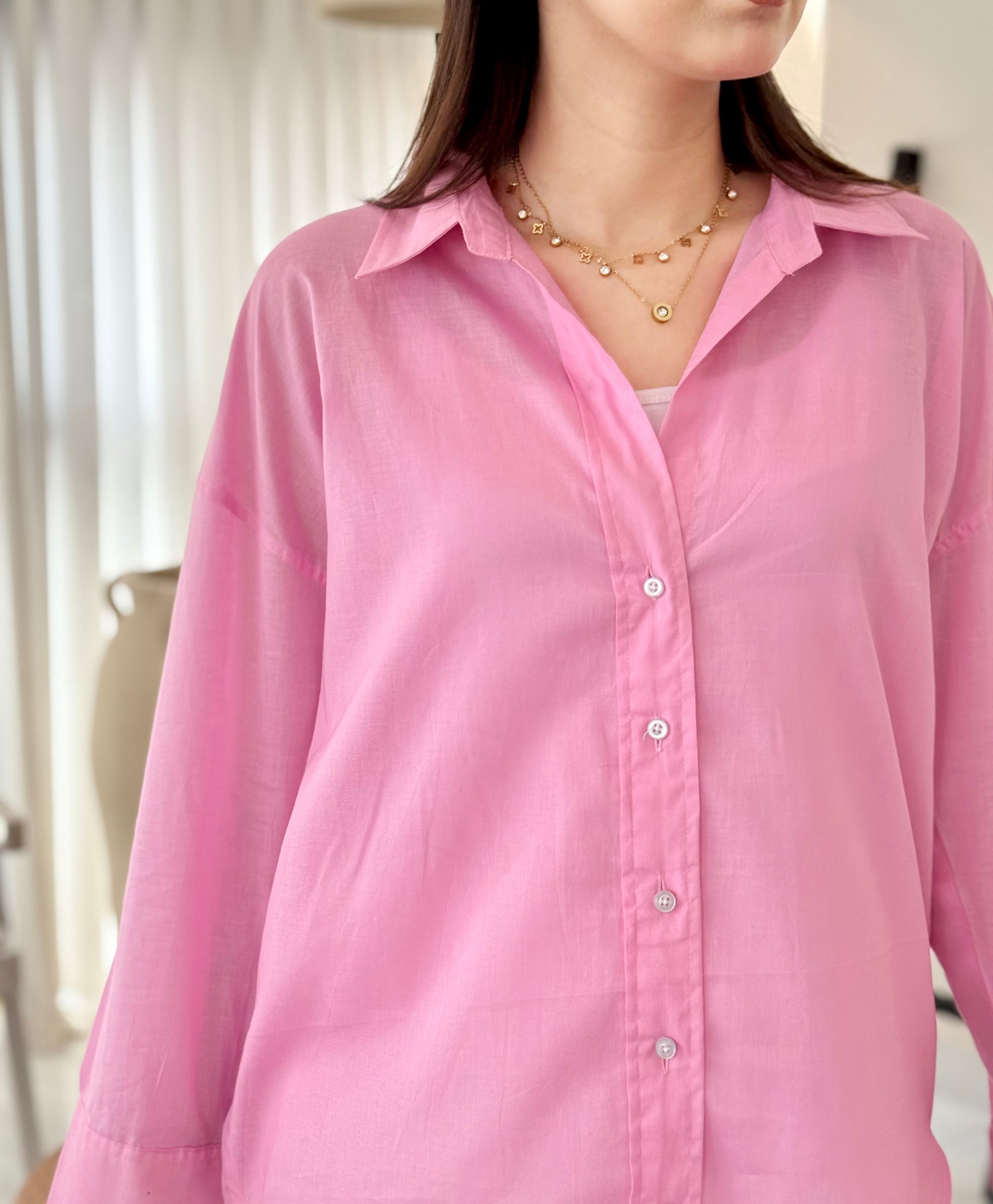 Rosé Breeze Button-Down